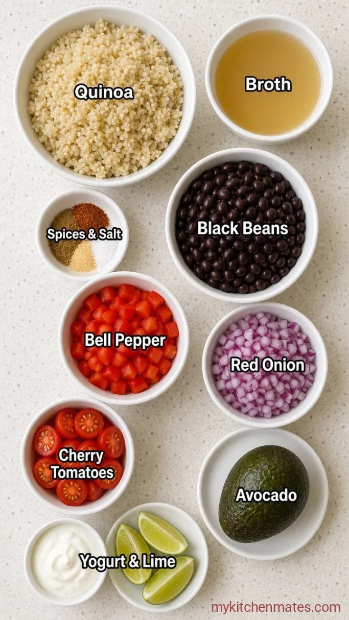 30-Minute Quinoa Burrito Bowl Ingredients