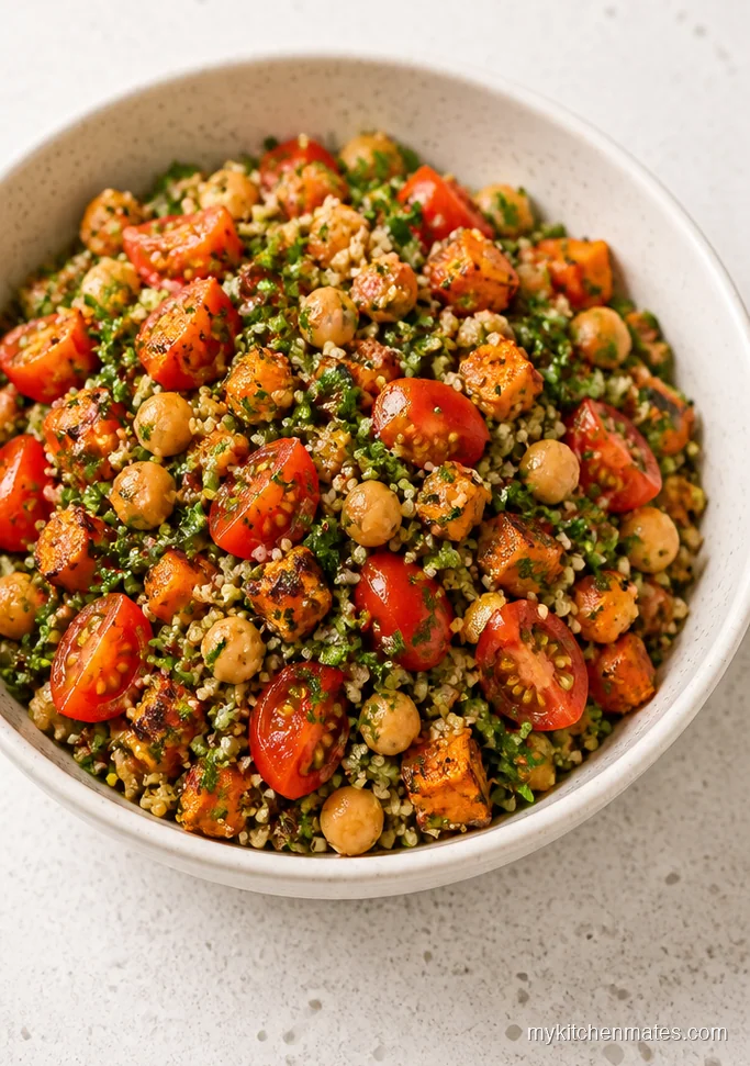 12 Quinoa Sweet Potato Recipes for Weeknight Dinners Quinoa Sweet Potato Tabbouleh with Chickpeas