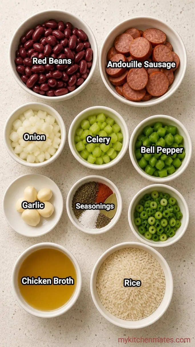 Slow-Simmered Red Beans and Rice Ingredients