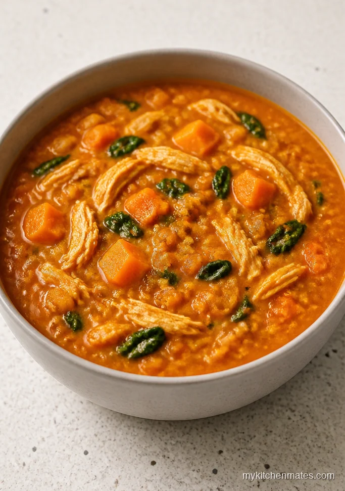 Red Lentil Sweet Potato Soup with Chicken