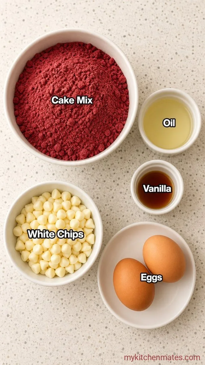 Soft & Chewy Red Velvet Cake Mix Cookies Ingredients
