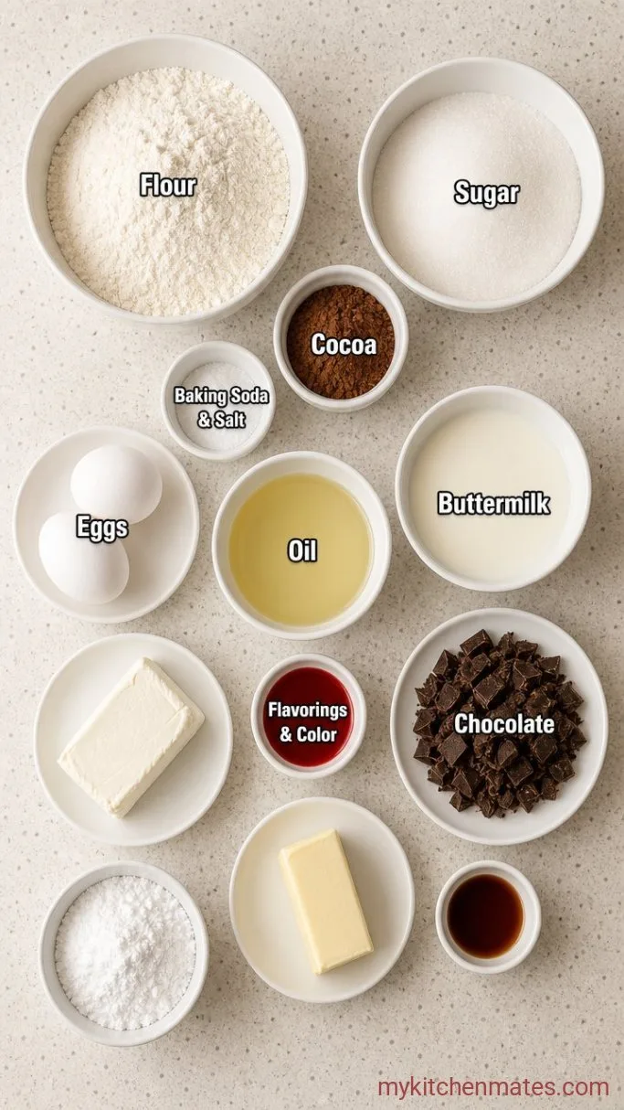 Rich Red Velvet Chocolate Cake Ingredients