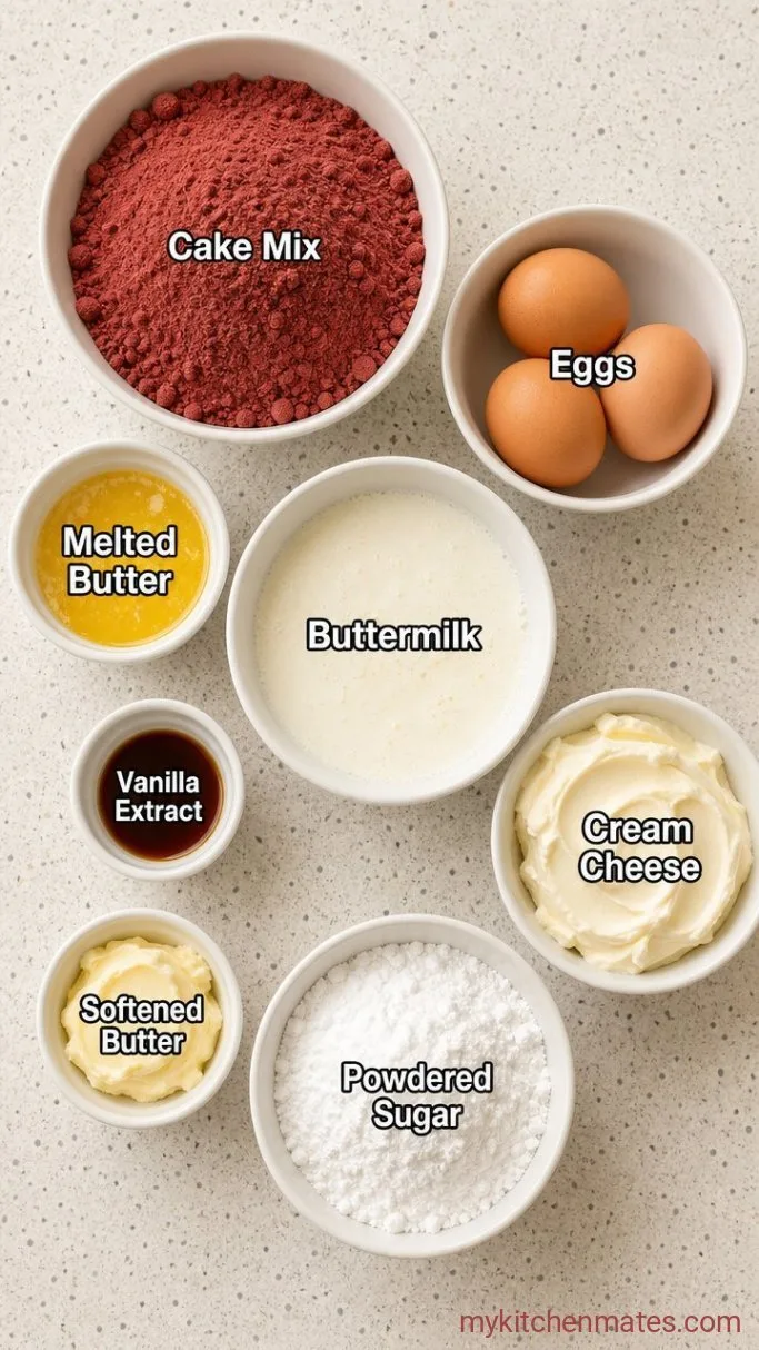 Easy Red Velvet Cupcakes from Cake Mix Ingredients