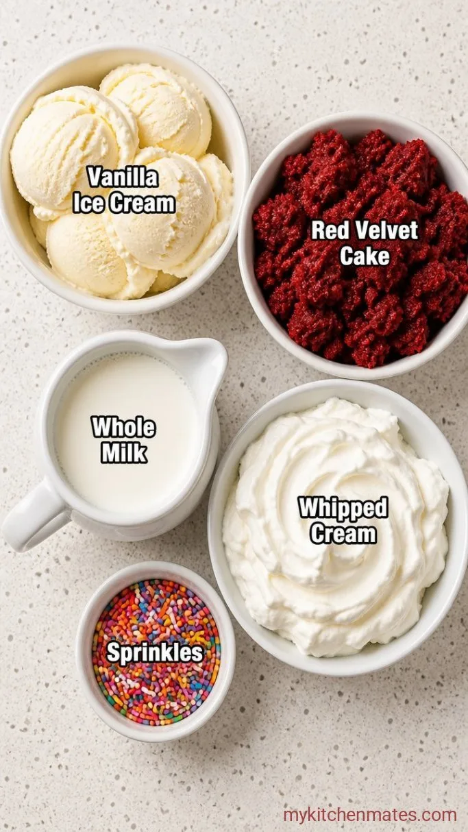 5-Minute Red Velvet Milkshake (3 Ingredients) Ingredients