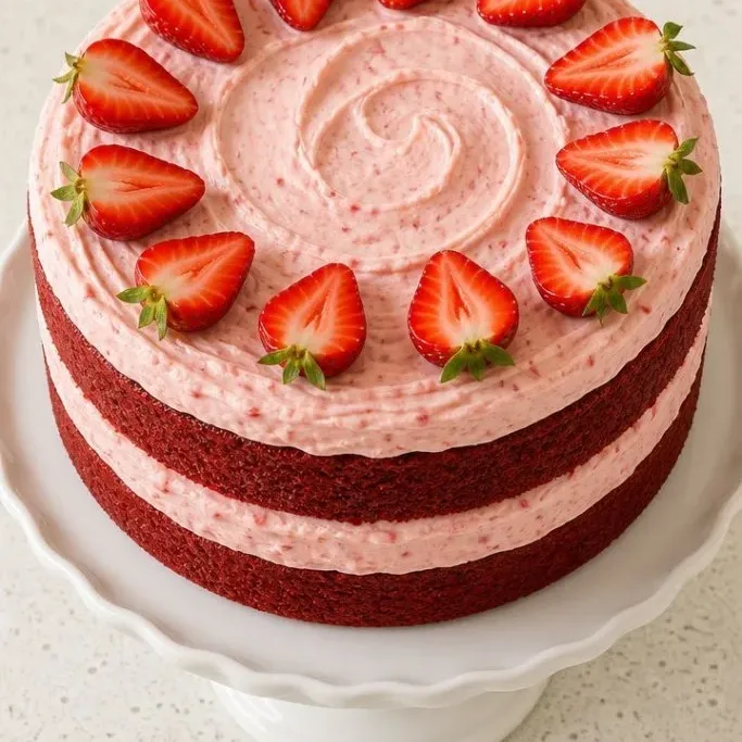 Red Velvet Strawberry Cake
