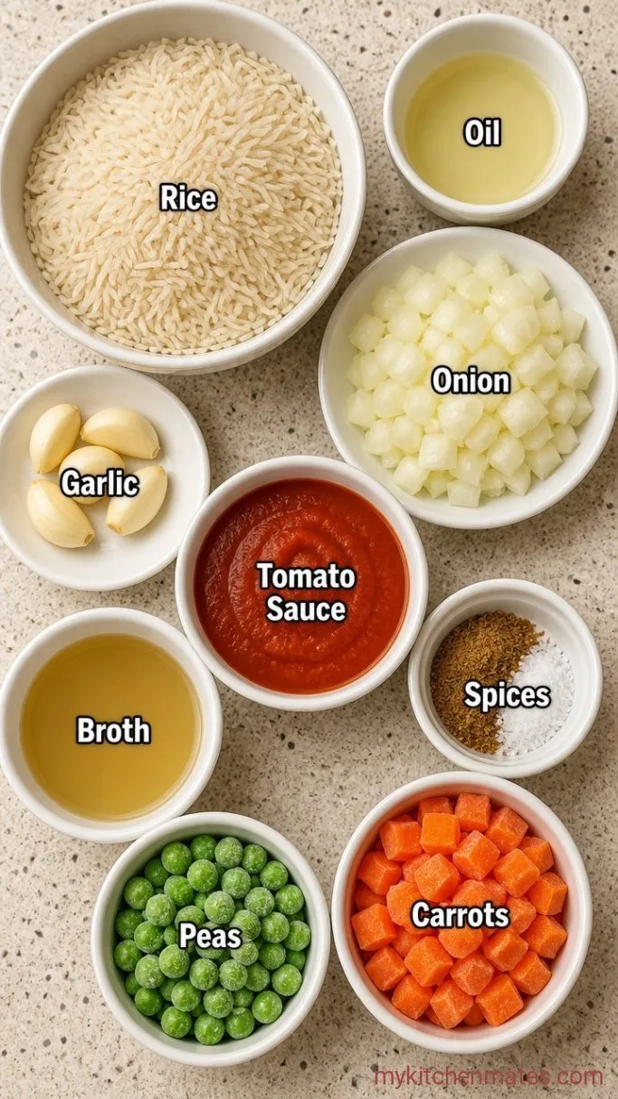 Fluffy Restaurant-Style Mexican Rice Ingredients