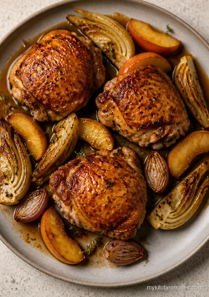 Roast Chicken Thighs with Apples and Fennel