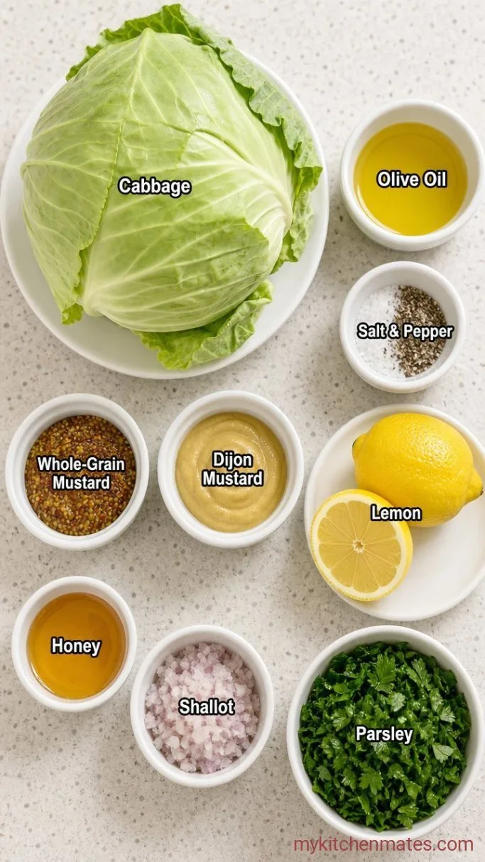 Warm Roasted Cabbage Wedge Salad with Mustard Vinaigrette Ingredients
