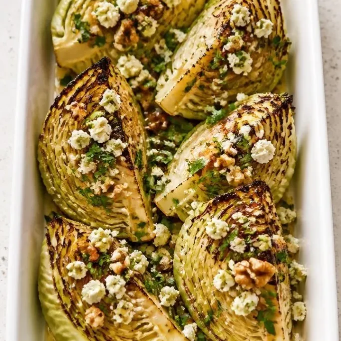 Warm Roasted Cabbage Wedge Salad with Mustard Vinaigrette Roasted Cabbage Salad