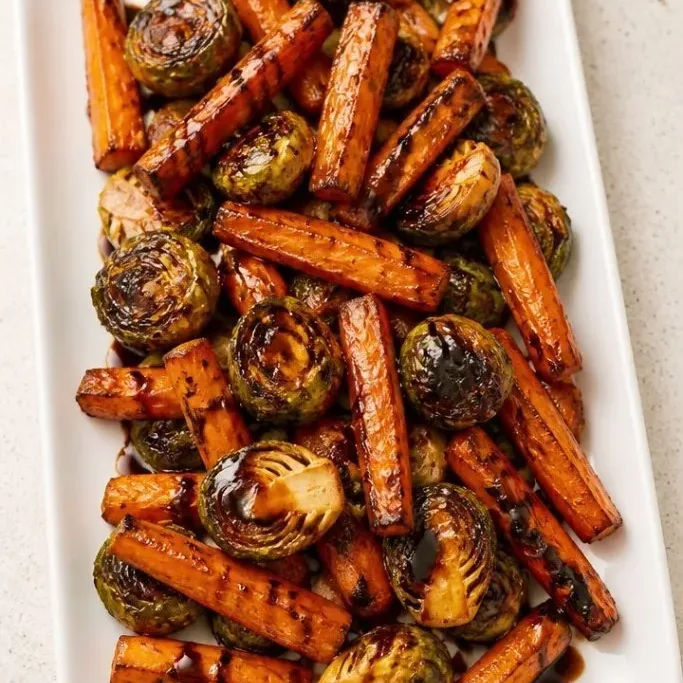 Roasted Carrots And Brussel Sprouts