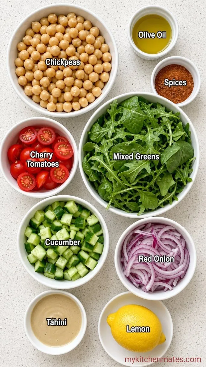 Crunchy Roasted Chickpea Salad with Lemon-Tahini Dressing Ingredients