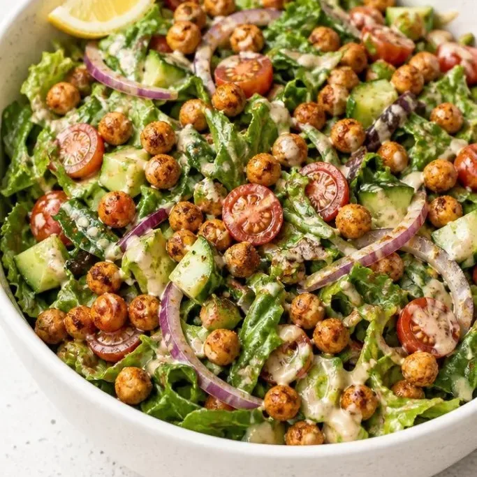 Crunchy Roasted Chickpea Salad with Lemon-Tahini Dressing Roasted Chickpea Salad