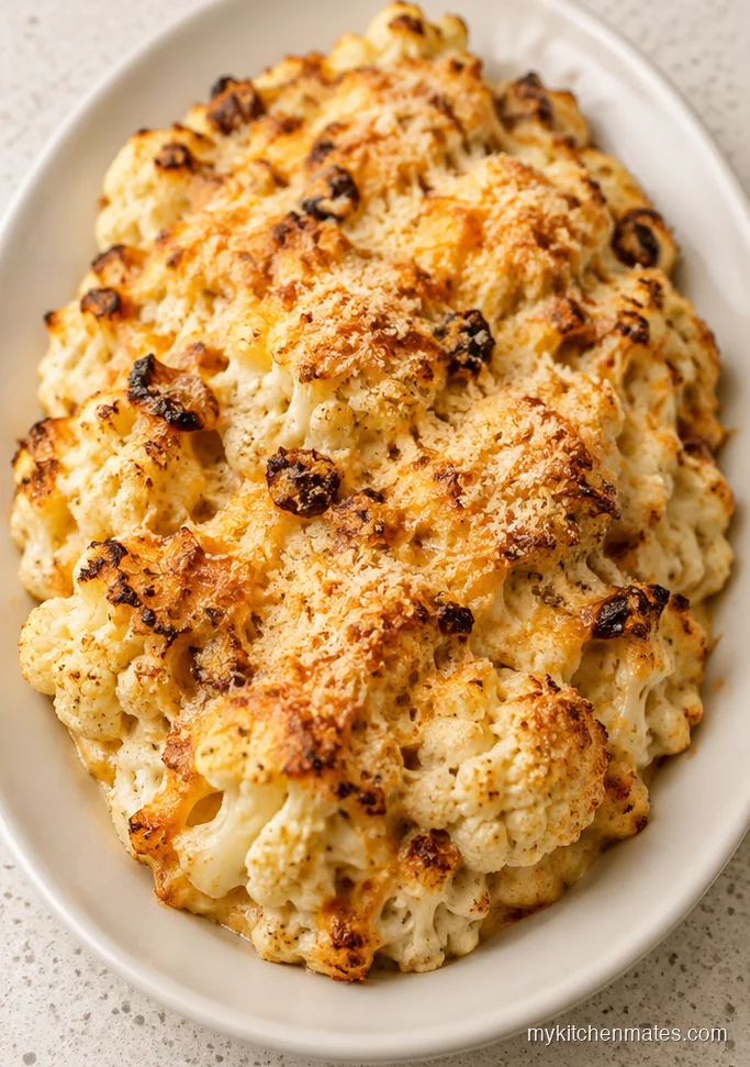 Roasted Garlic Cauliflower Gratin