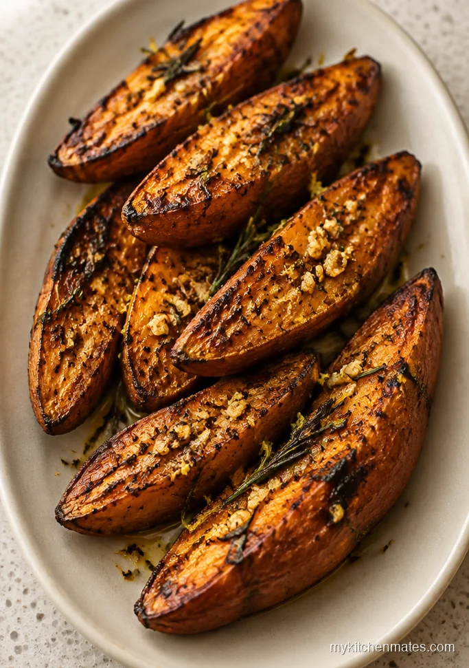 Roasted Sweet Potato Wedges with Rosemary