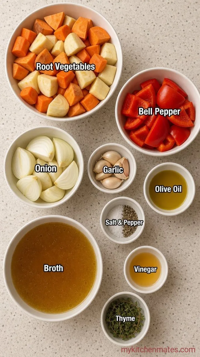 Roasted Vegetable Soup with Deep, Sweet Flavor Ingredients