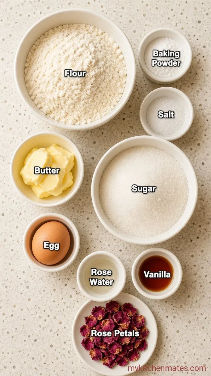 Fragrant Rose Sugar Cookies (No Chilling) Ingredients