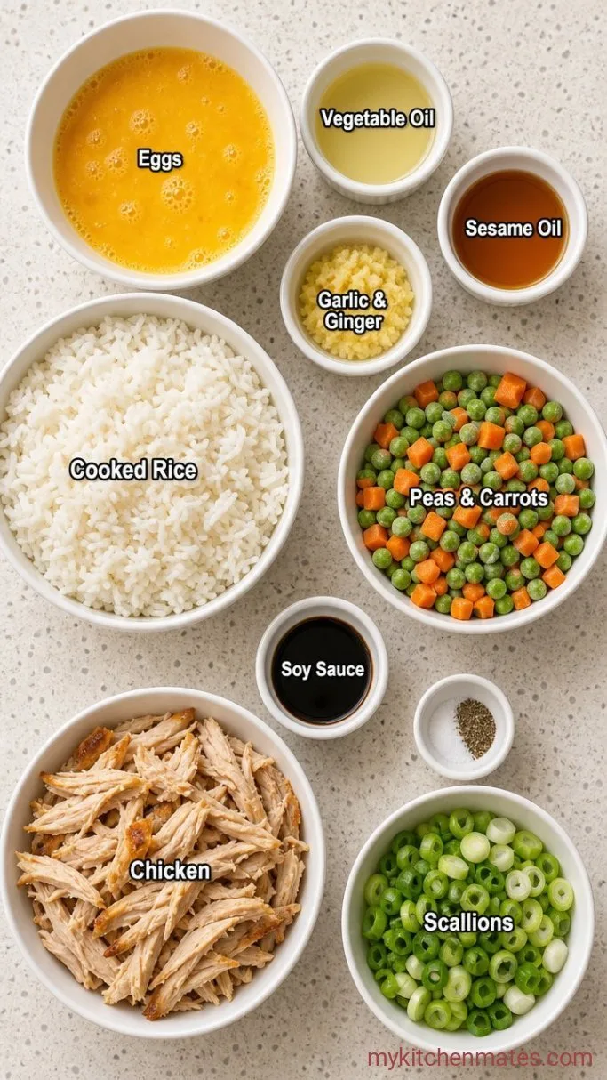 Quick Rotisserie Chicken Fried Rice Ingredients