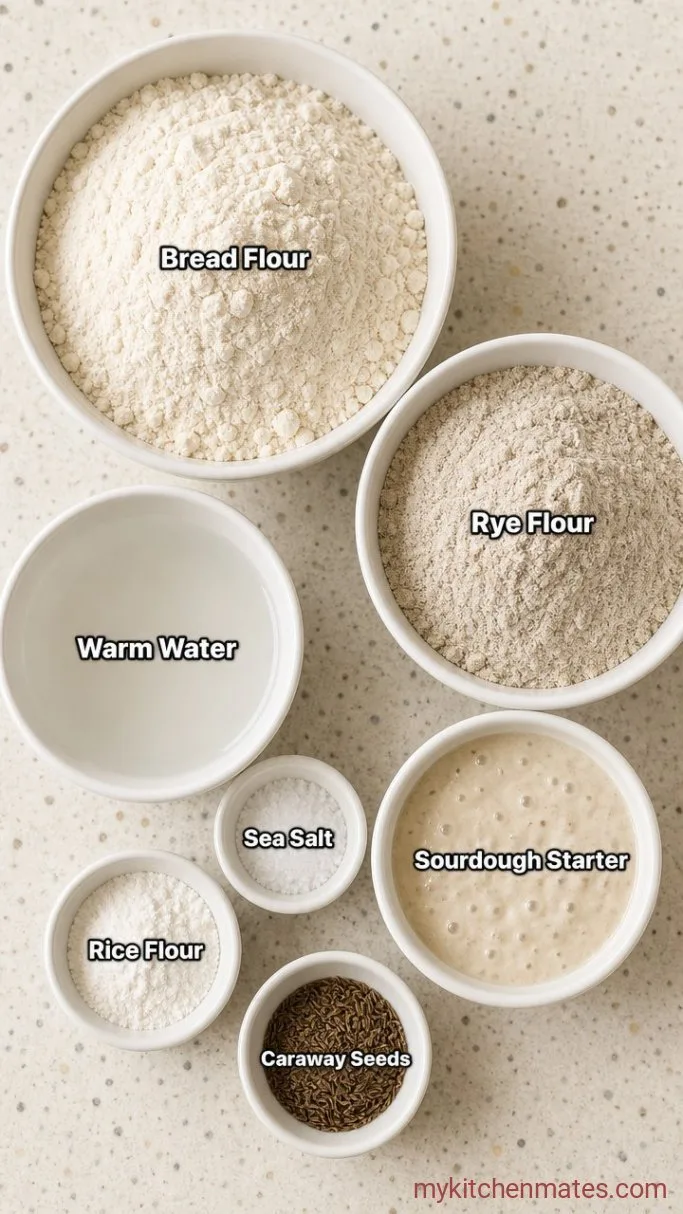 No-Knead Rye Sourdough Bread Ingredients