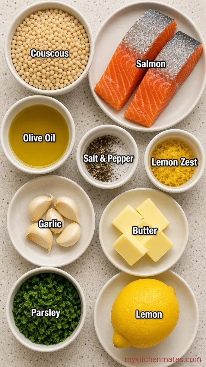 Quick Lemon Garlic Salmon with Herbed Couscous Ingredients