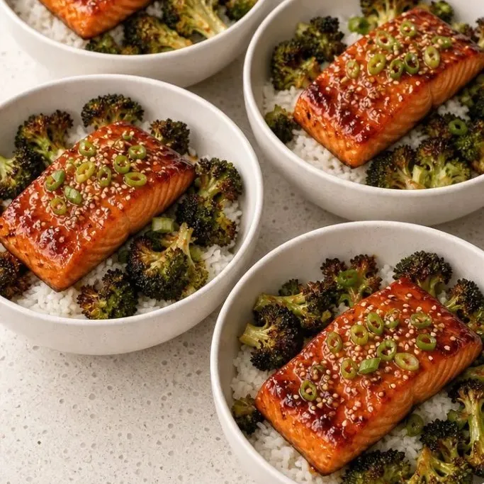 30-Minute Salmon Broccoli Rice Bowls with Soy Ginger Glaze Salmon Broccoli Rice Bowl