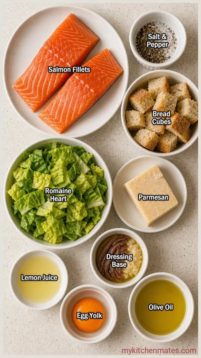 Pan-Seared Salmon Caesar Salad Ingredients