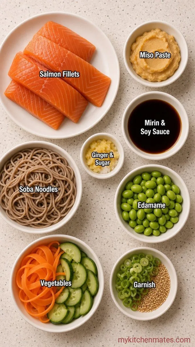 Quick Miso Salmon Noodle Bowl Ingredients