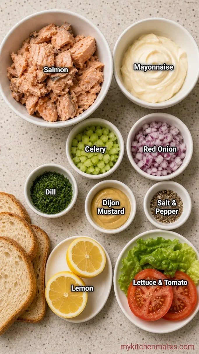 No-Cook Salmon Salad Sandwich Ingredients