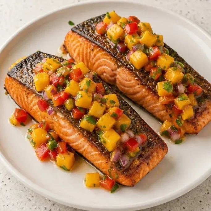 Pan-Seared Salmon with Mango Salsa (Ready in 25 Minutes) Salmon With Mango Salsa