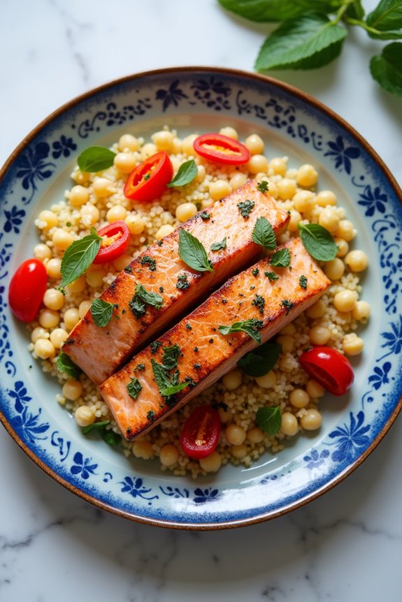 salmon couscous with chickpeas