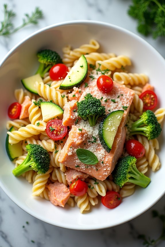 salmon pasta with herbs