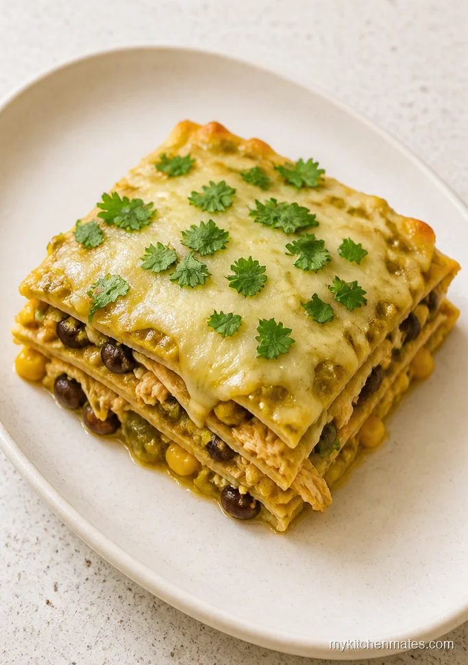 Salsa Verde Chicken Enchilada Casserole