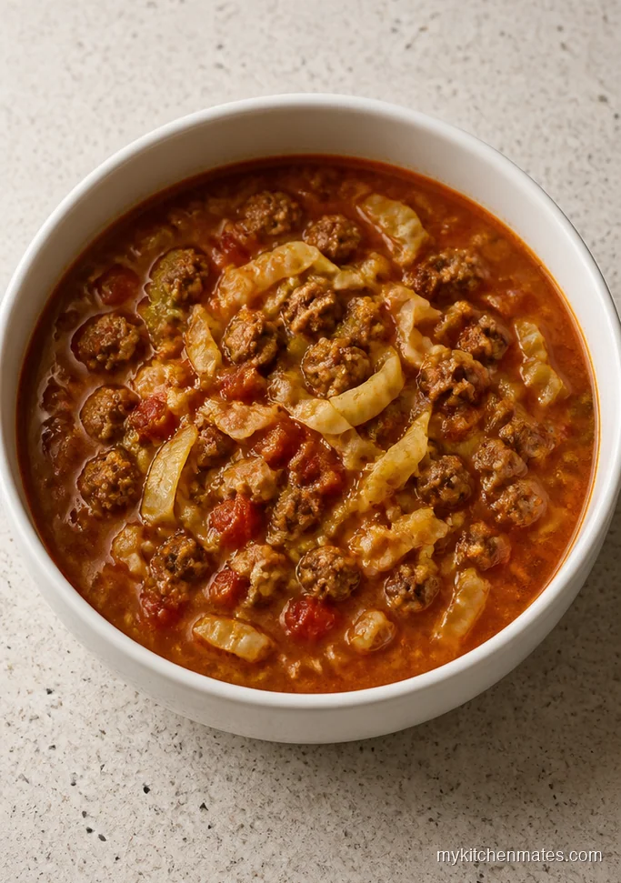 Sausage and Cabbage Soup with Tomatoes
