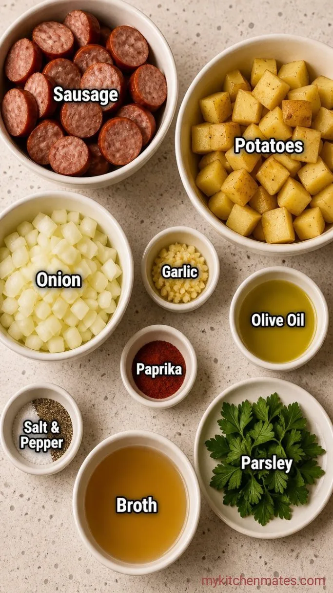 Crispy One-Pan Sausage and Potatoes Skillet Ingredients