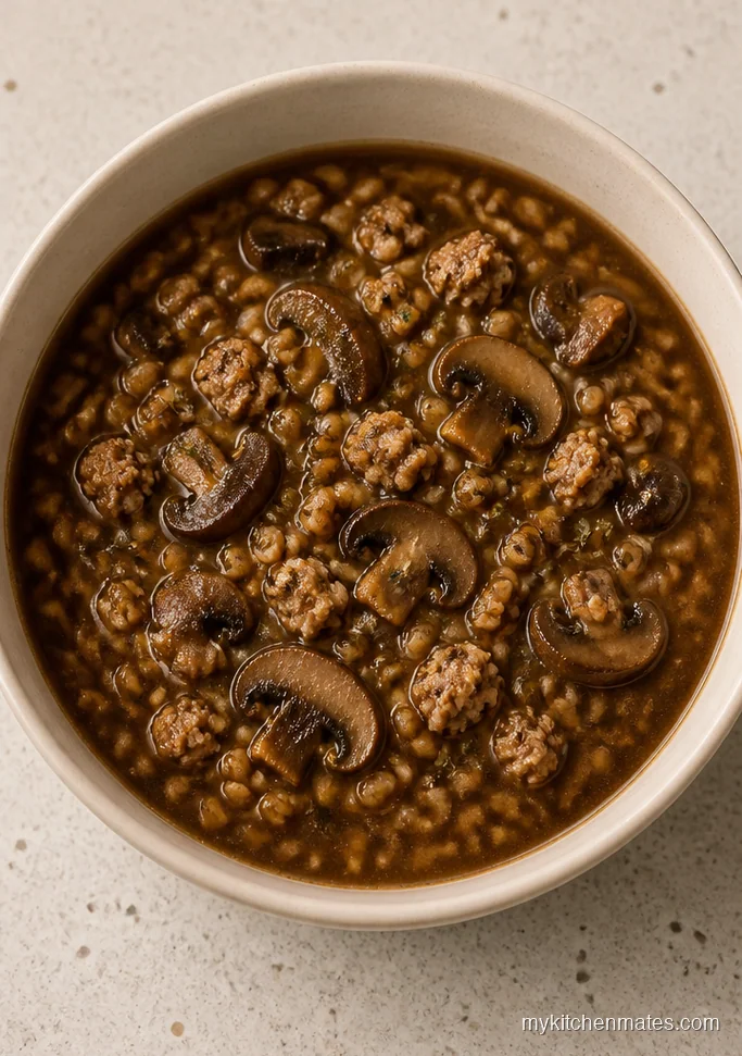 Sausage Farro and Mushroom Soup