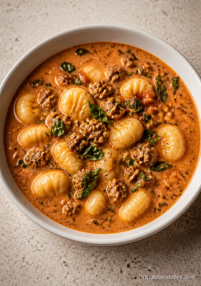 Sausage Gnocchi Soup with Basil