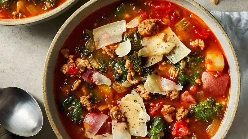 Hearty Sausage, Potato & Kale Soup Food photo of Sausage, Potato & Kale Soup
