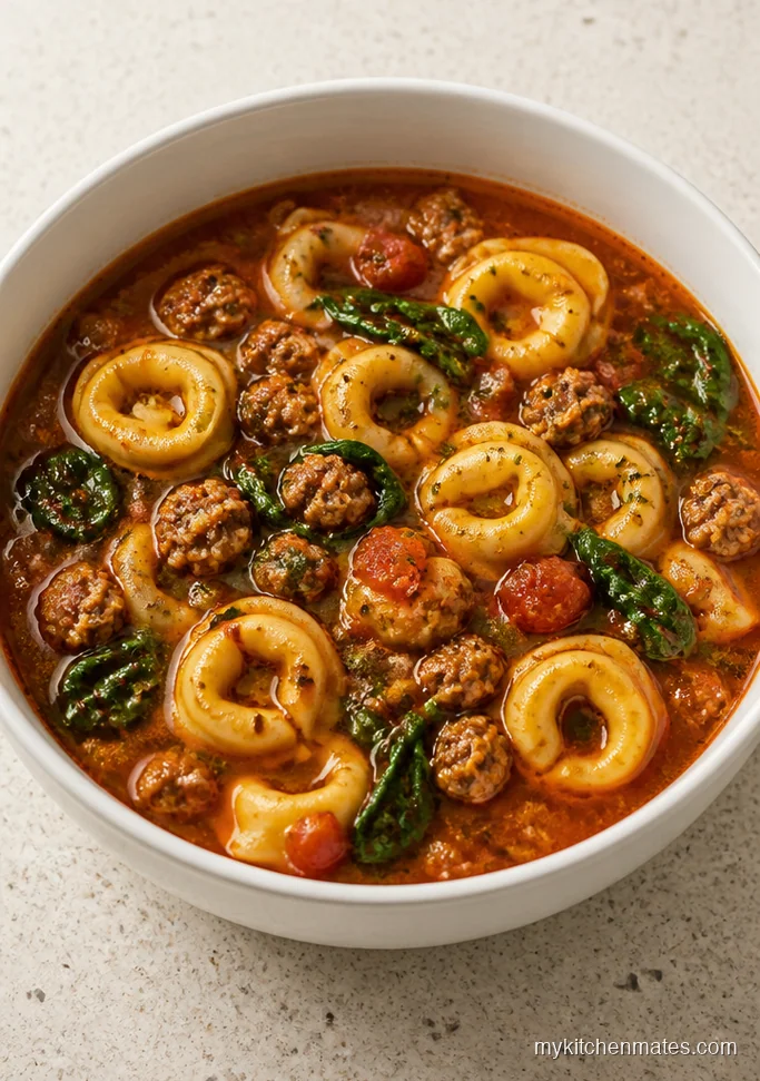 Sausage Tortellini Soup with Spinach