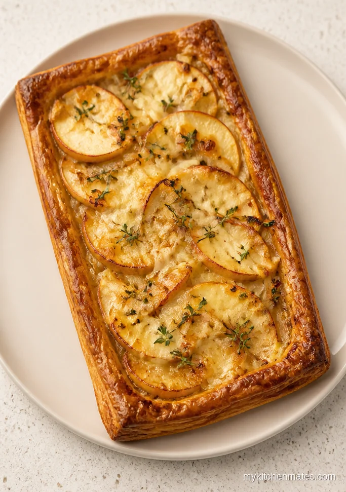 Savory Apple Cheddar Puff Pastry Tart