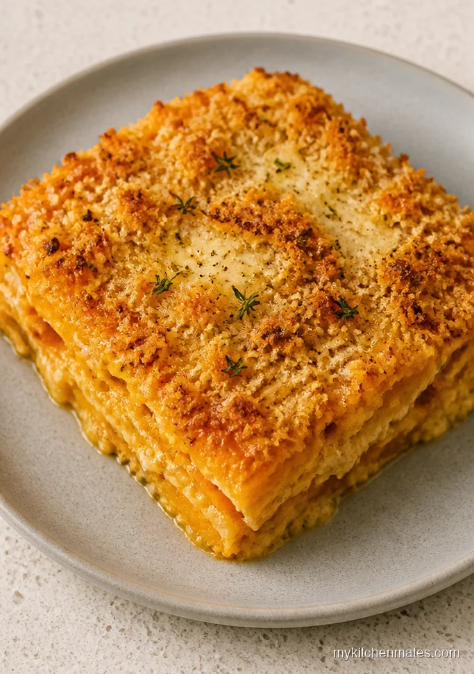 Savory Garlic Parmesan Butternut Squash Casserole