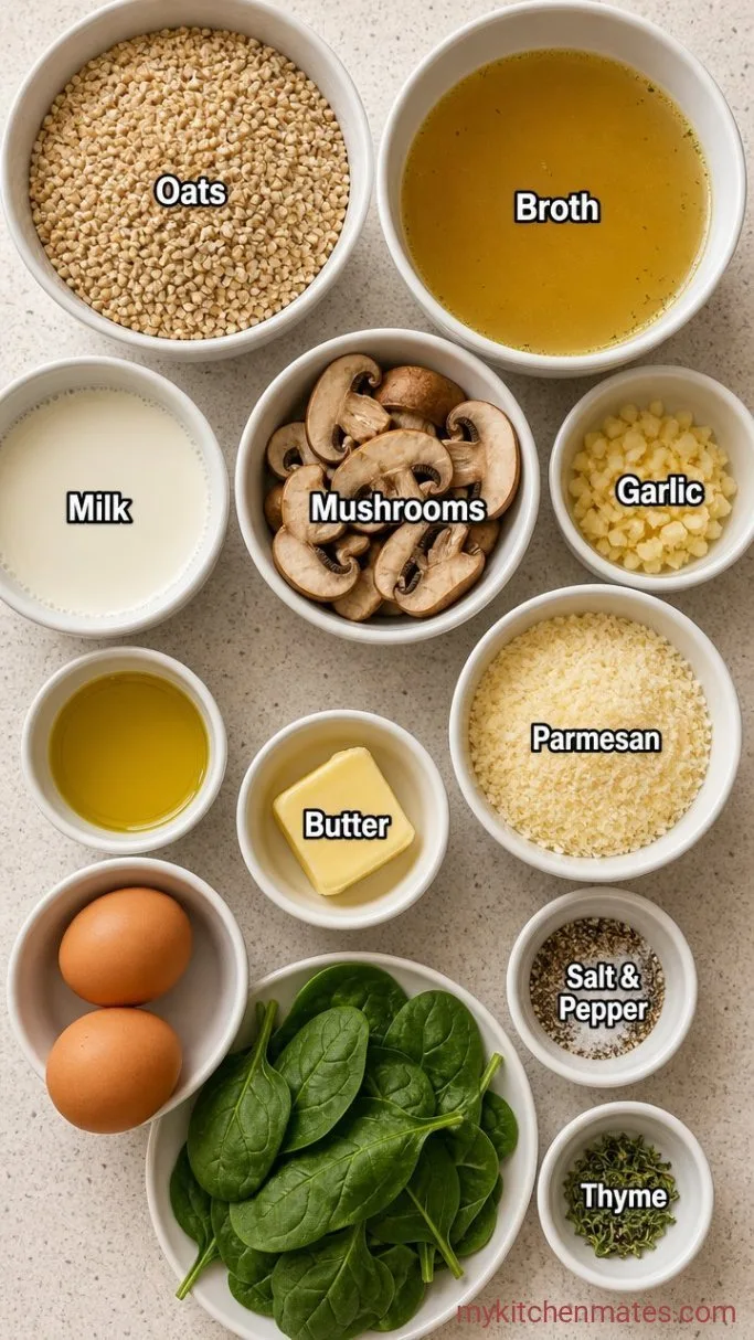 Savory Mushroom Parmesan Steel-Cut Oatmeal Ingredients