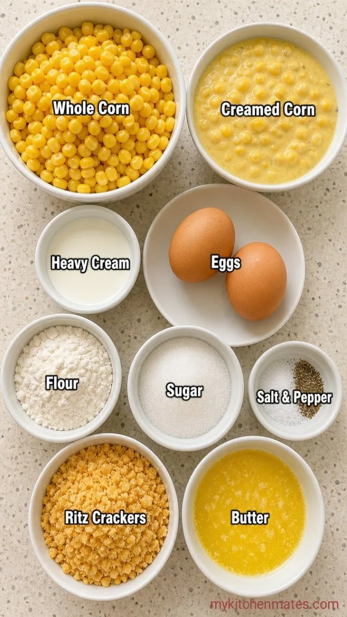 Simple Scalloped Corn Casserole Ingredients