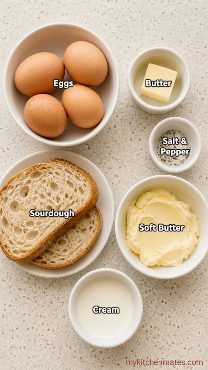 Creamy Scrambled Eggs on Toast in 10 Minutes Ingredients