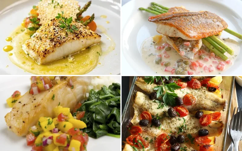 sea-bass-fillet-recipes collage