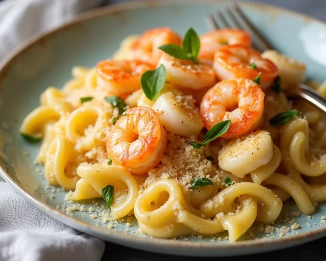 Seafood Alfredo Tortellini Casserole