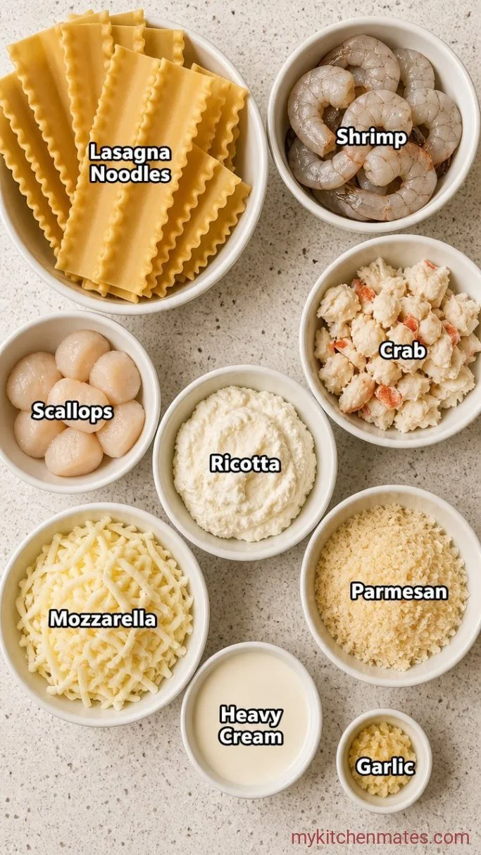 Creamy Seafood Lasagna Roll Ups Ingredients