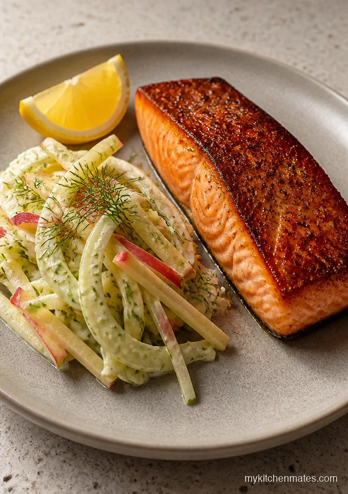 10 High Protein Fall Recipes That Keep You Full Seared Salmon with Apple Fennel Slaw