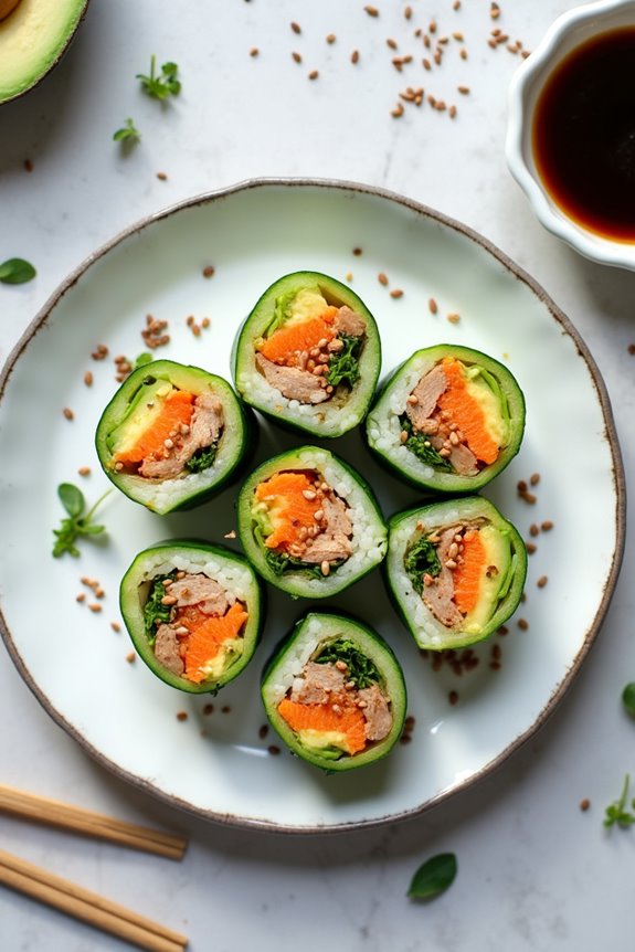 sesame tuna cucumber rolls