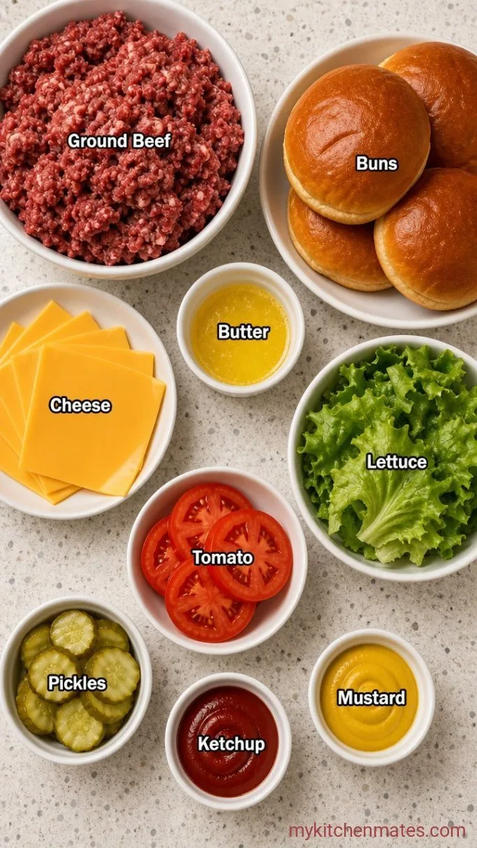 Sheet Pan Burgers (Crispy, Juicy, No Grill Needed) Ingredients