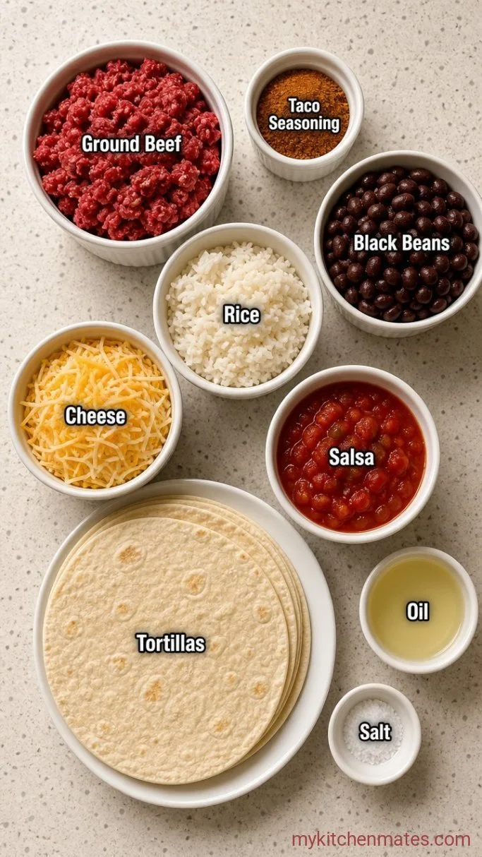 Crispy Sheet Pan Burritos (Oven-Baked, No Frying) Ingredients