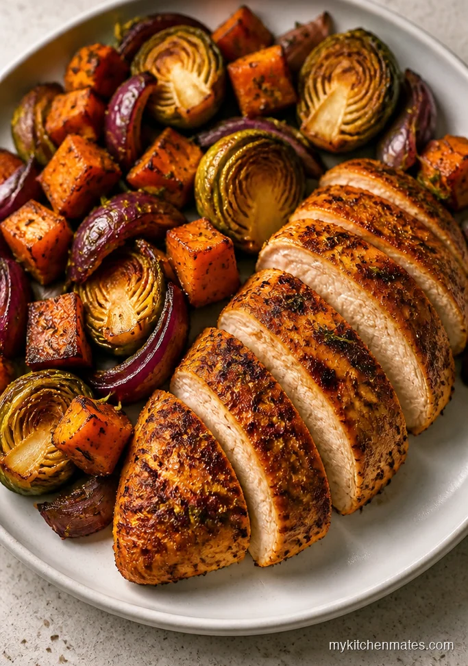 Sheet Pan Chicken Breast with Brussels Sprouts and Sweet Potato